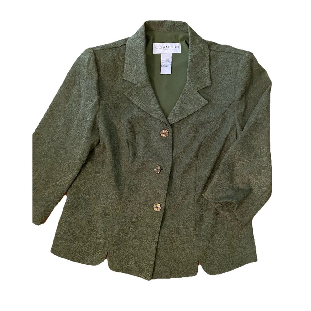 Sag Harbor Blazer Jacket Sz 22 Green Power‎ Blazer Career